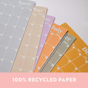 A4 Monthly Undated Wall Planner | Pastel
