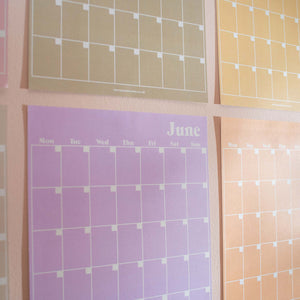 A4 Monthly Undated Wall Planner | Pastel