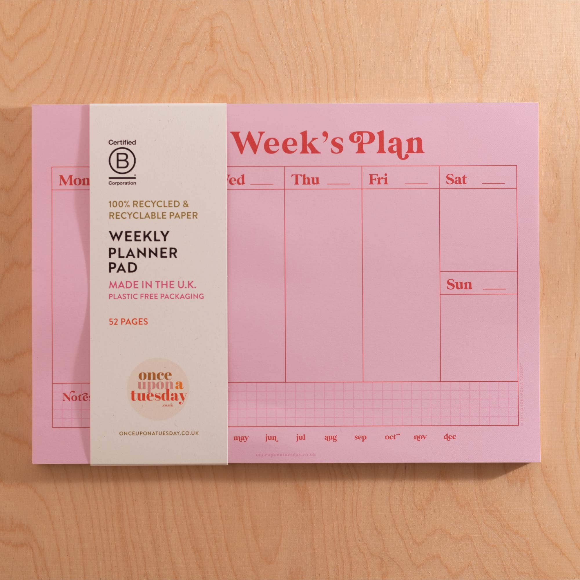A4 Weekly Planner Pad | Pink & Red - MATERIAL26