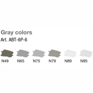 ABT Dual Brush Pen | Set of 6 | Grey Colours