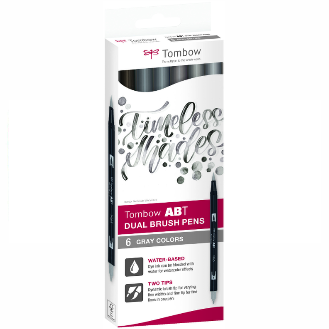 ABT Dual Brush Pen | Set of 6 | Grey Colours