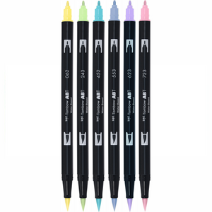 ABT Dual Brush Pen | Set of 6 | Pastel Colours
