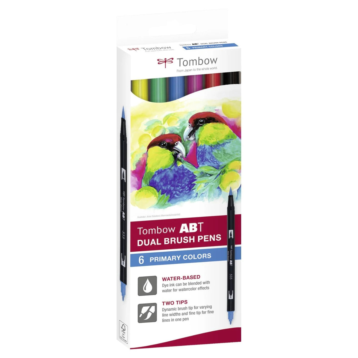 ABT Dual Brush Pen | Set of 6 | Primary Colours