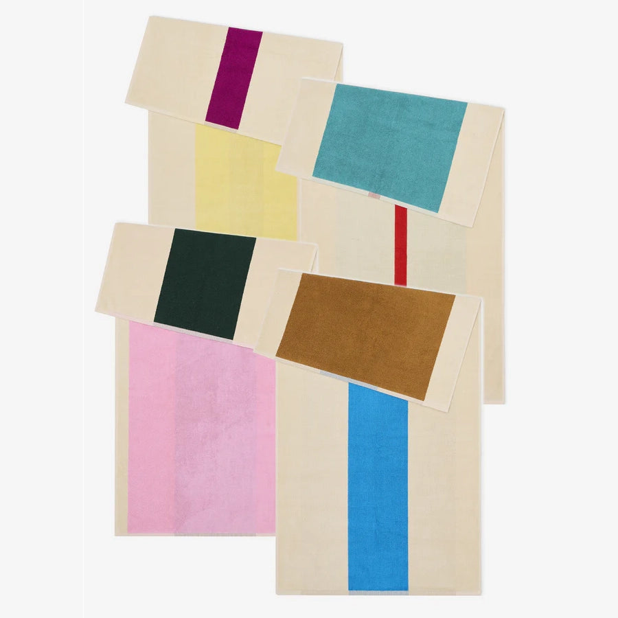 Bath Towel Set 4 pcs. | Yellow Aqua Pink Red 