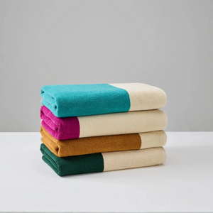 Bath Towel Set 4 pcs. | Yellow Aqua Pink Red 