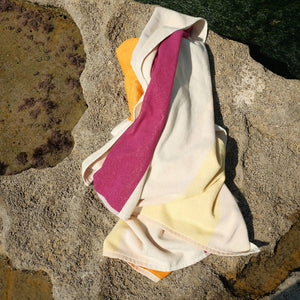 Beach towel | Yellow Fuchsia Orange Olive