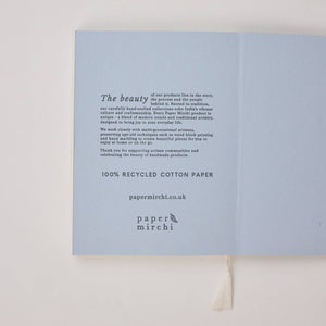 Block Printed Ruled Notebook | Song Birds Blue Stone