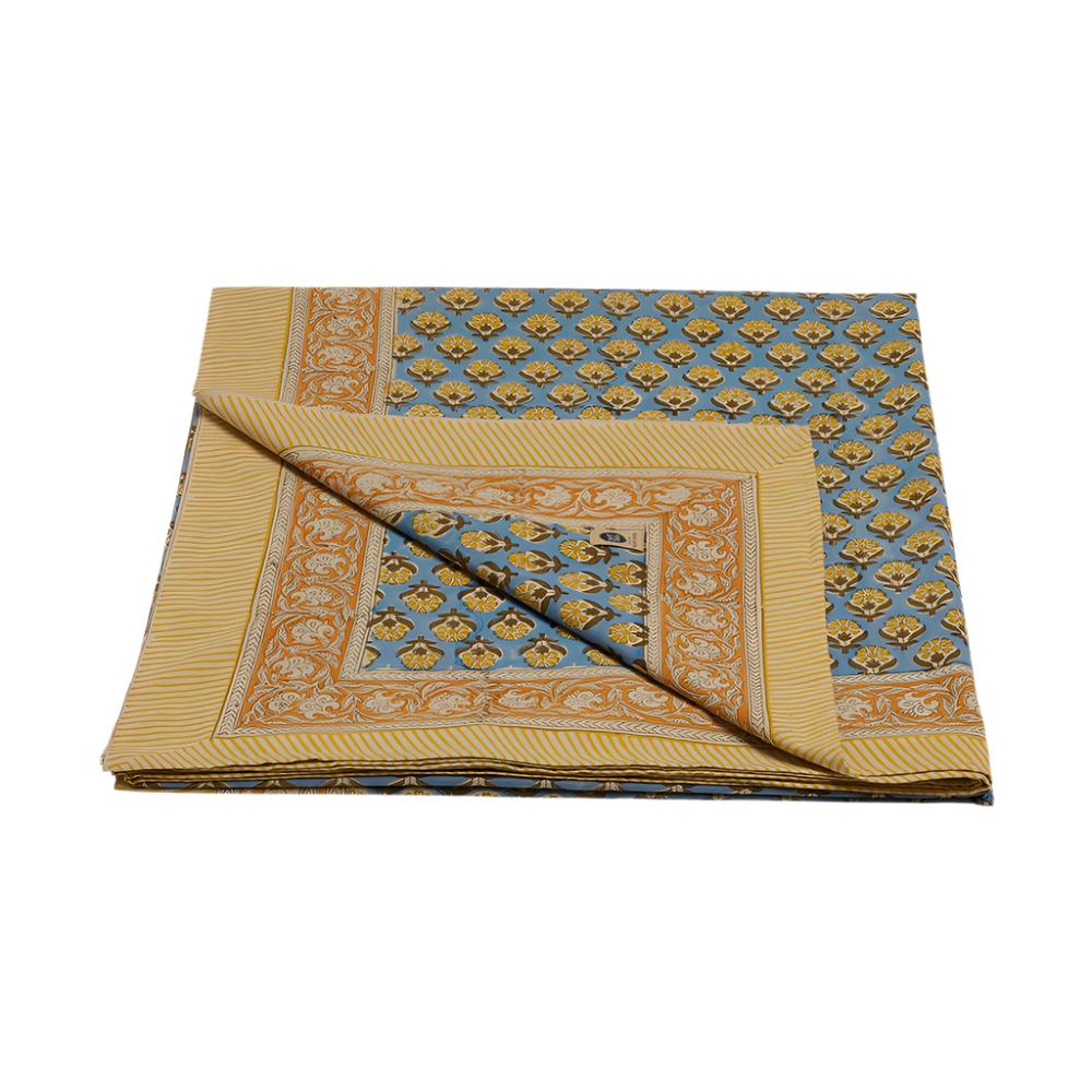 Blue Emma Single Throw in Tote Bag | Hand Block Printed