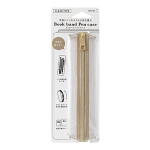 Book band Pen case B6 - A5 Clear × Beige