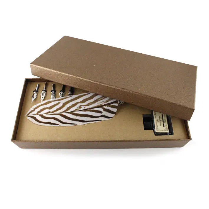 Brown Feather Pen | Calligraphy Writing Set