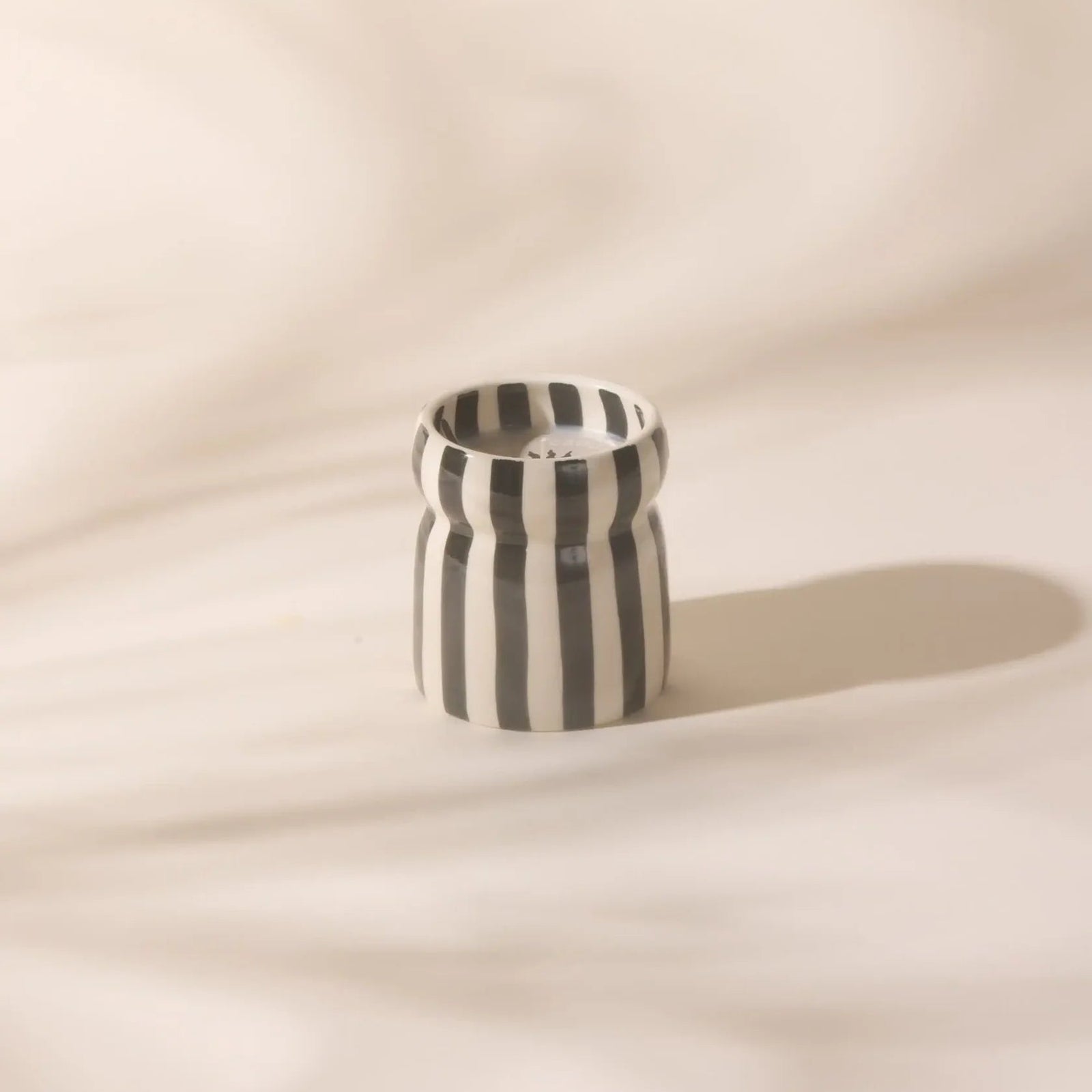 Cabana Black Striped Ceramic Candle | Lava Stone