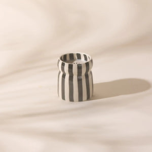 Cabana Black Striped Ceramic Candle | Lava Stone