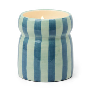 Cabana Blue/Navy Striped Ceramic Candle | Warm Cider
