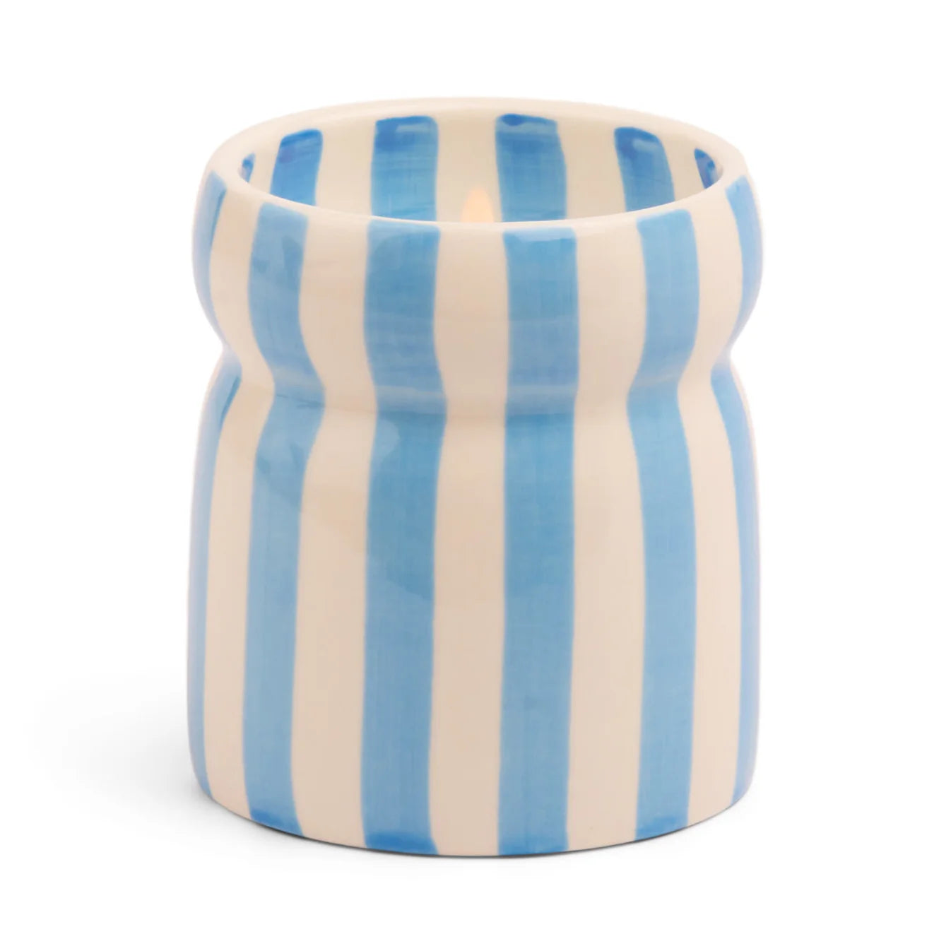 Cabana Blue Striped Ceramic Candle | Lost At Sea