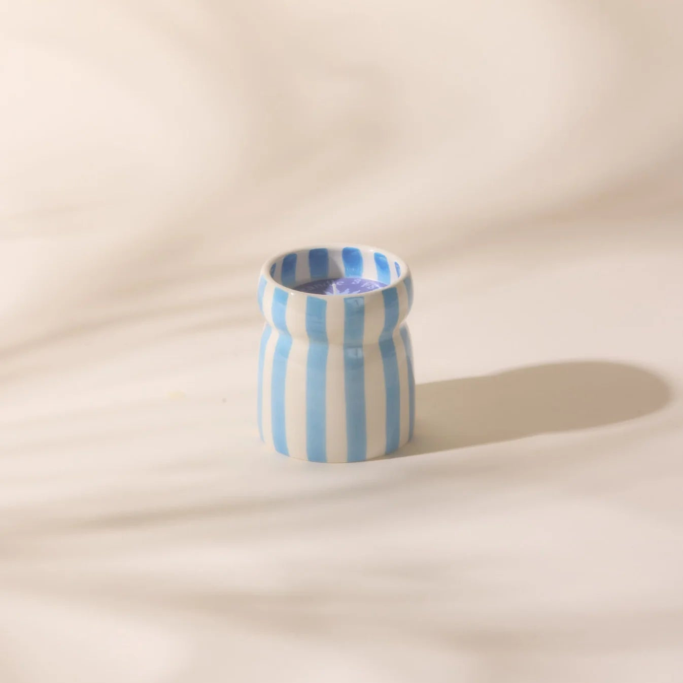 Cabana Blue Striped Ceramic Candle | Lost At Sea