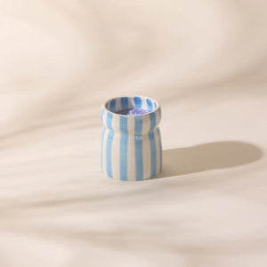 Cabana Blue Striped Ceramic Candle | Lost At Sea