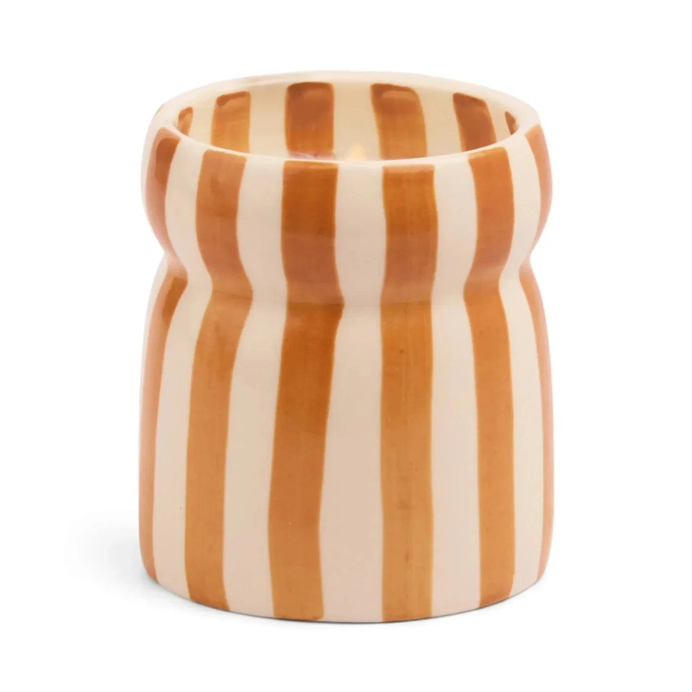 Cabana Brown Striped Ceramic Candle | Sienna Sunset
