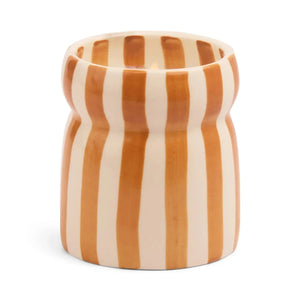 Cabana Brown Striped Ceramic Candle | Sienna Sunset