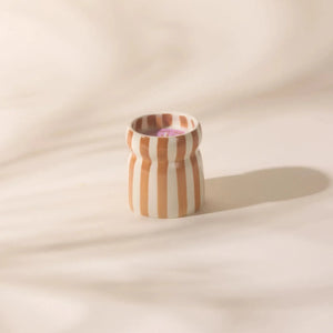 Cabana Brown Striped Ceramic Candle | Sienna Sunset