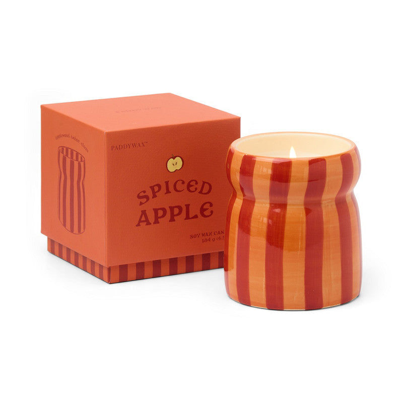 Cabana Coral Striped Ceramic Candle | Spiced Apple