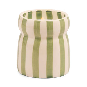 Cabana Green Striped Ceramic Candle | Bora Bora