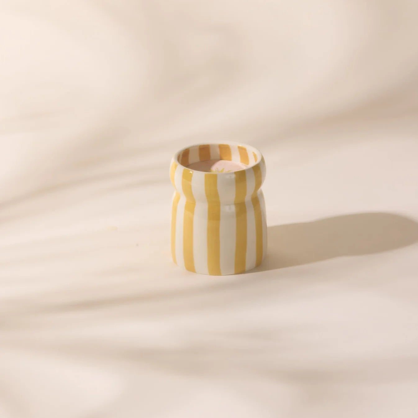 Cabana Pink Striped Ceramic Candle | Gold Coast