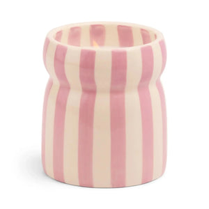 Cabana Pink Striped Ceramic Candle | Grecian Sand