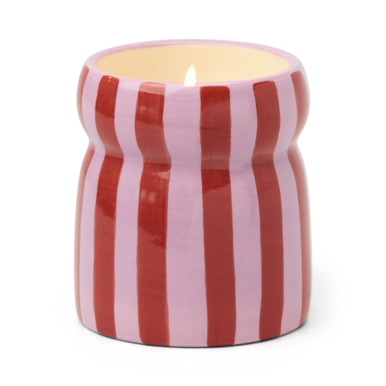 Cabana Pink Striped Ceramic Candle | Pink Peppermint