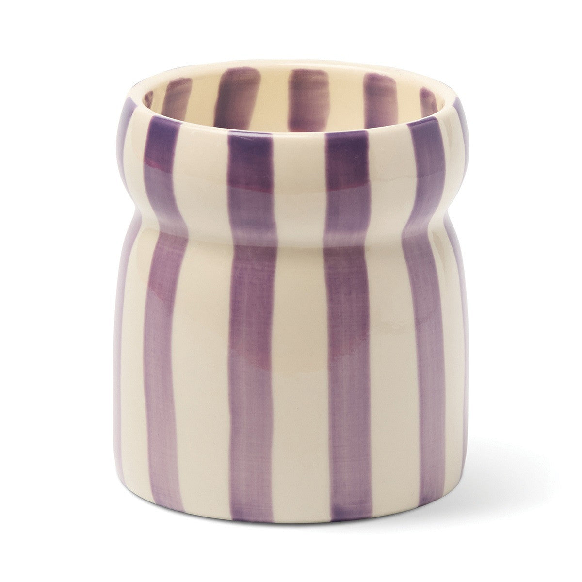 Cabana Purple Striped Ceramic Candle | Waikiki Waters