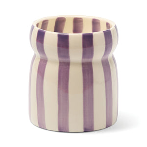 Cabana Purple Striped Ceramic Candle | Waikiki Waters