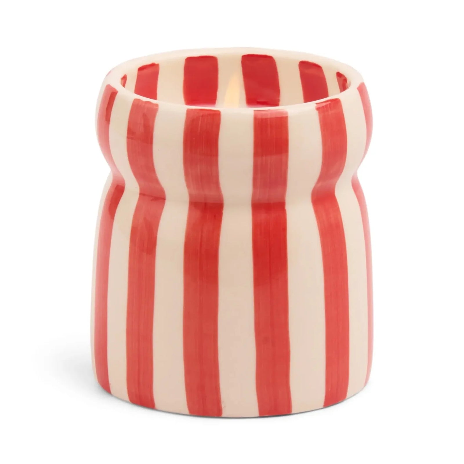 Cabana Red Striped Ceramic Candle | Hibiscus Bay