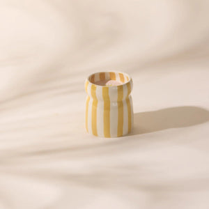 Cabana Yellow Striped Ceramic Candle | Gold Coast