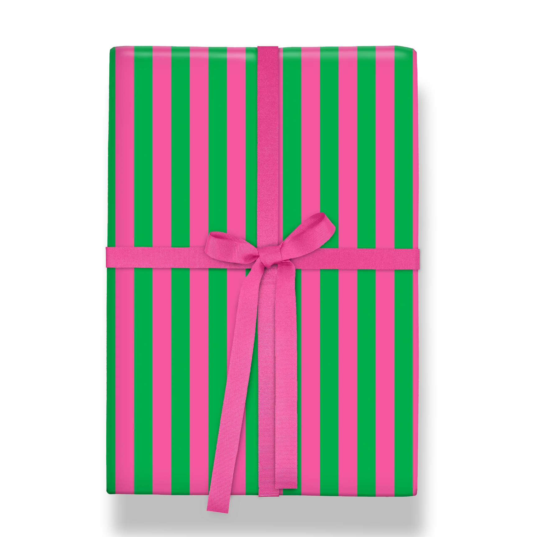 Candy Cane Green & Pink Stripe Roll Wrap
