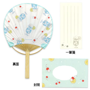 Cat Soda Uchiwa Bamboo Fan Card