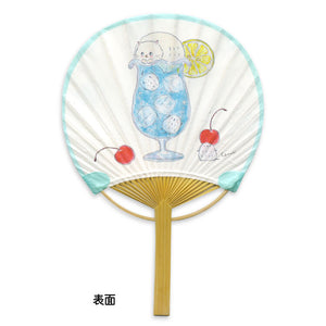 Cat Soda Uchiwa Bamboo Fan Card