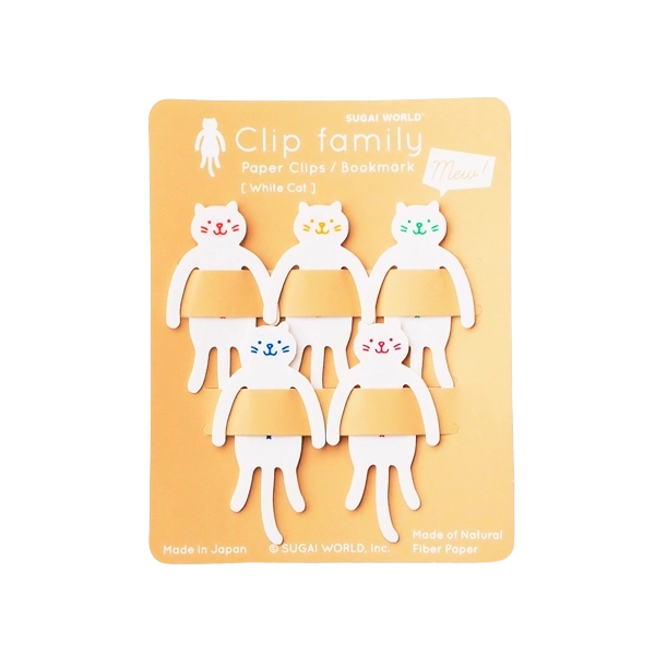 Clip Family Paperclip/Bookmark | White Cat