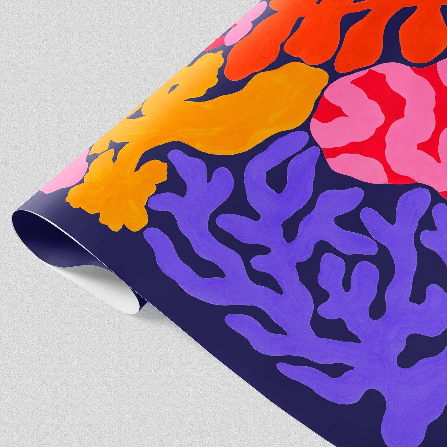 Colorful abstract coral pattern on a dark blue background