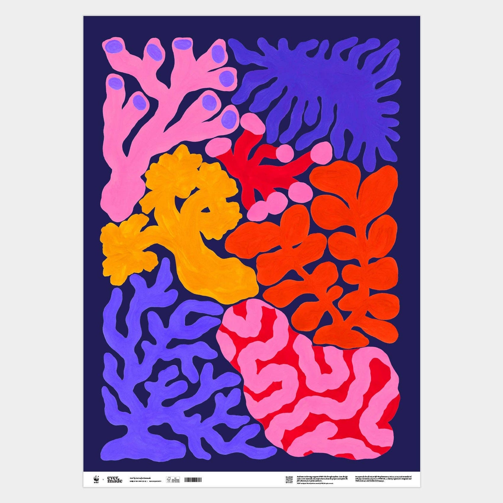 Colorful abstract coral pattern on a dark blue background