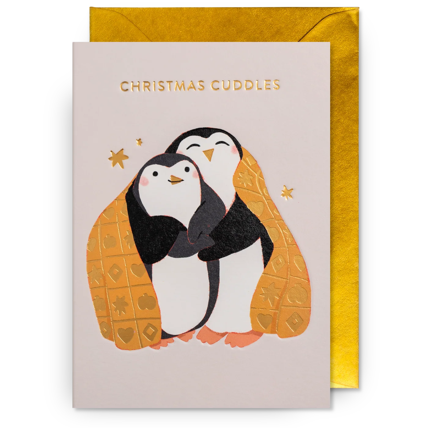 Cosy Cuddling Penguins Christmas Card | Elena Comte