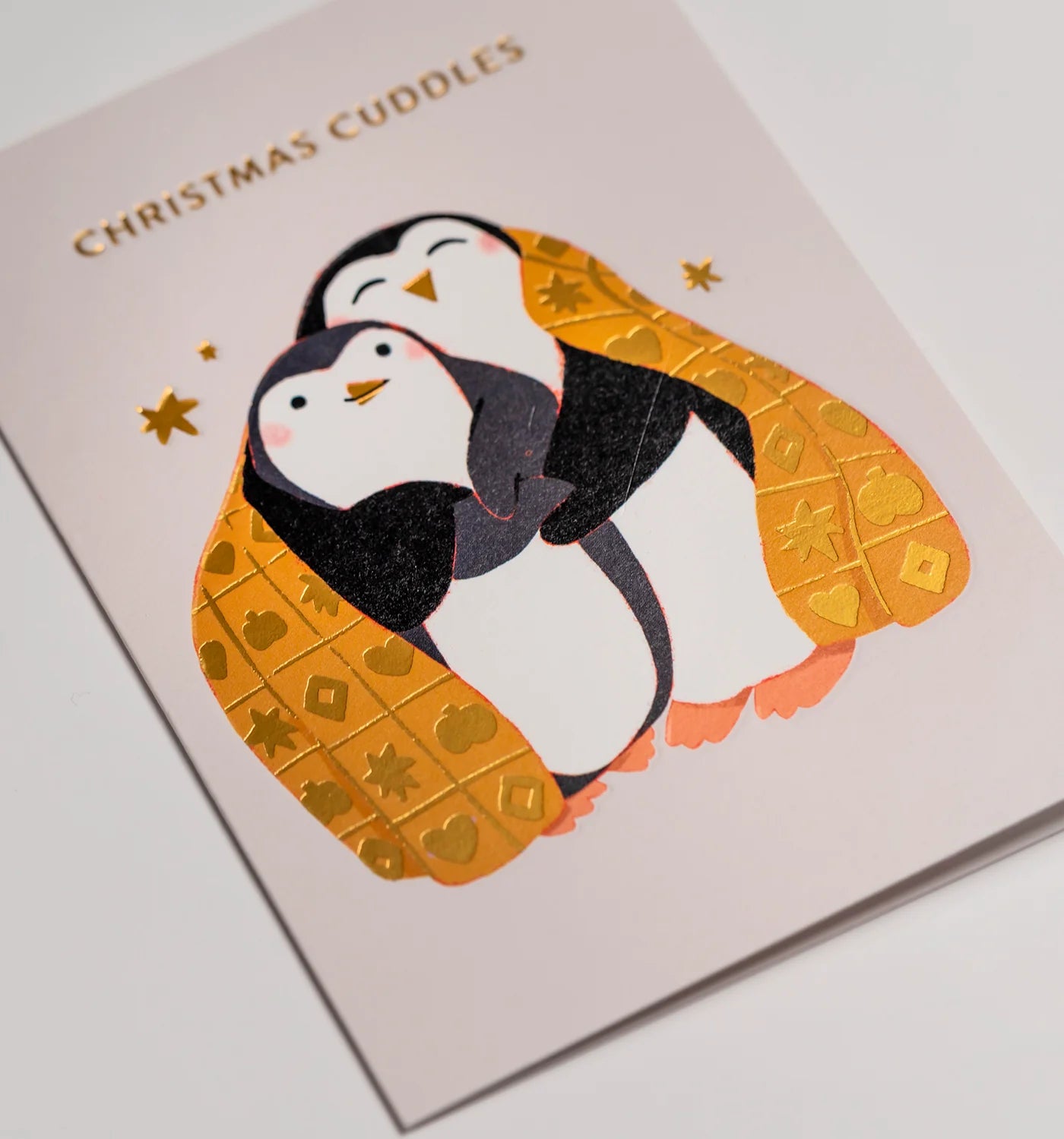 Cosy Cuddling Penguins Christmas Card | Elena Comte