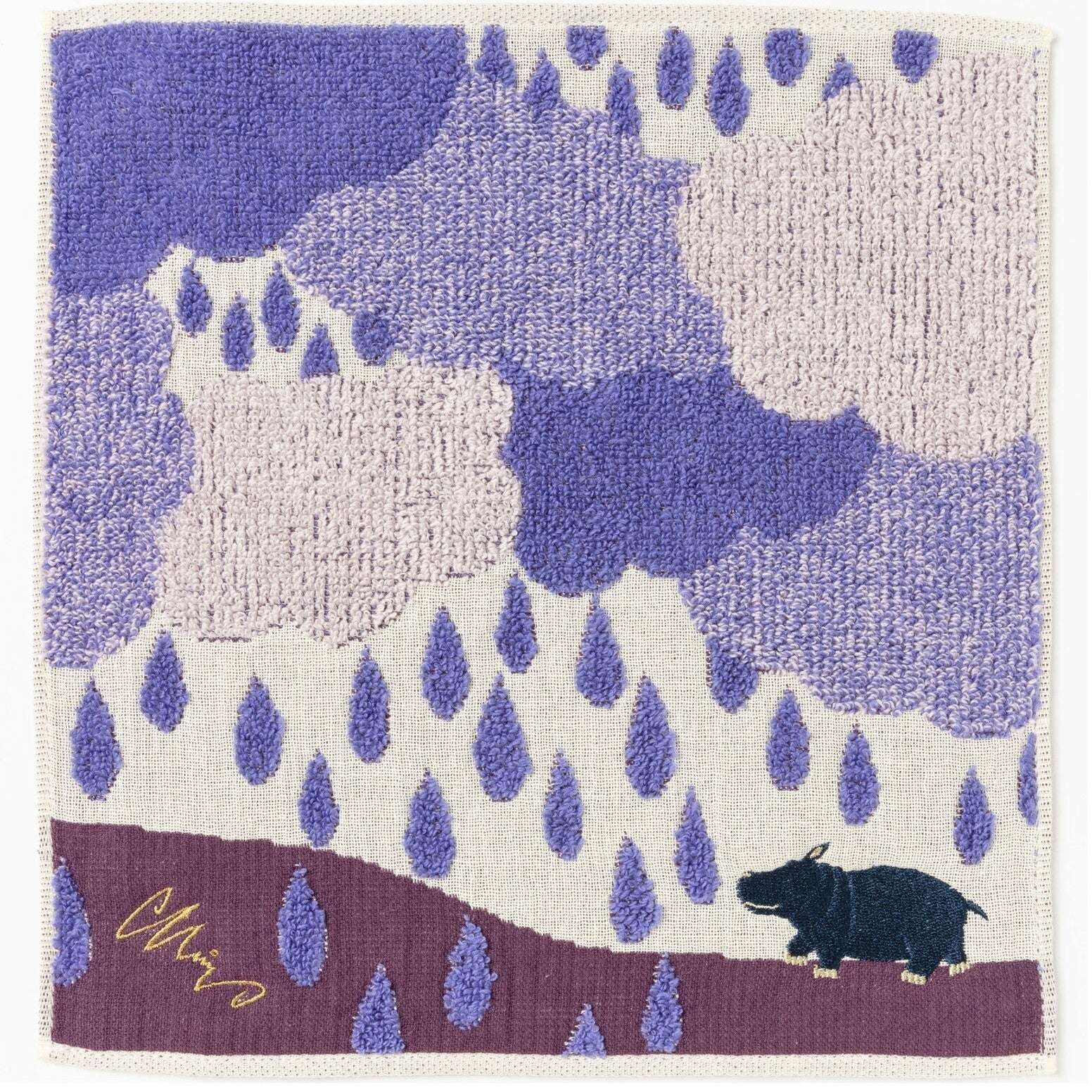 Dish Cloth Hippo Purple
