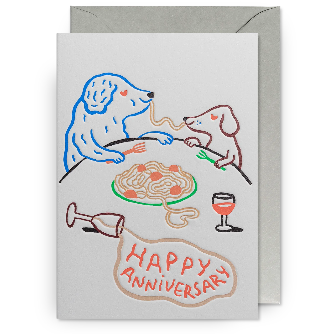 Dog Spaghetti Happy Anniversary Card | Marie Assénat