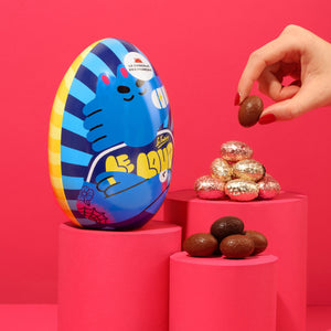 Easter Metal Egg Filled with Eggs | Dark & Milk Chocolate | Organic