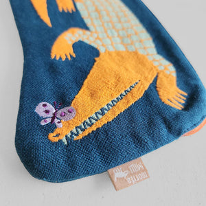 Fabric Pouch Crocodile & Butterfly