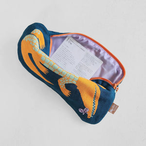 Fabric Pouch Crocodile & Butterfly