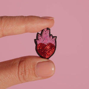 Flaming Heart Brooch