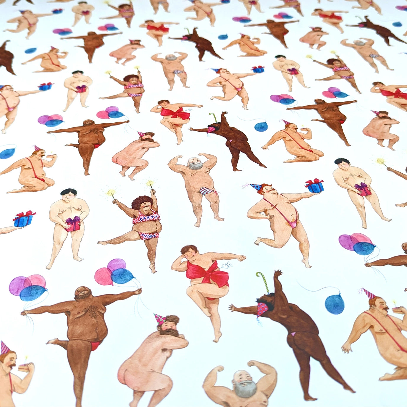 Funny Dancing Men Birthday Wrapping Paper