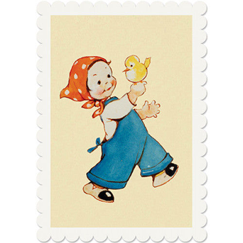 Girl And Chick | Lucie Attwell | Postcard