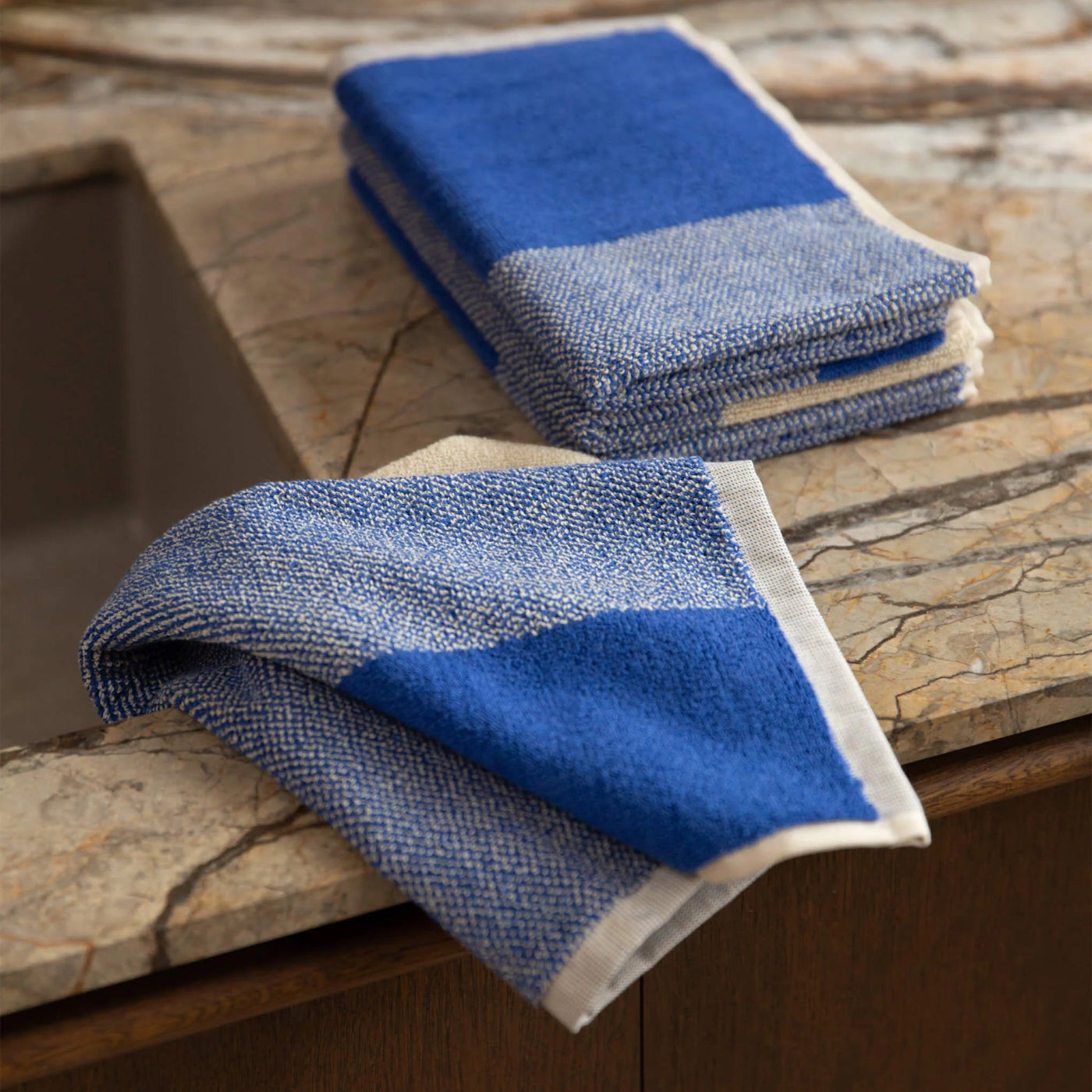 Guest Towel Set 2 pcs. | Cobalt Blue Ecru