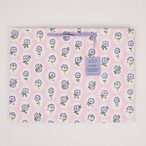 Hand Block Printed Gift Bags Large | Violet Meringue